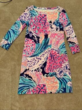 Lilly Pulitzer Pink Teal Navy Purple Cream Long Sleeve Dress